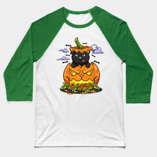 Kitty black halloween Baseball T-Shirt